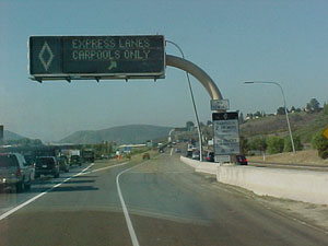 overhead sign for express lanes access