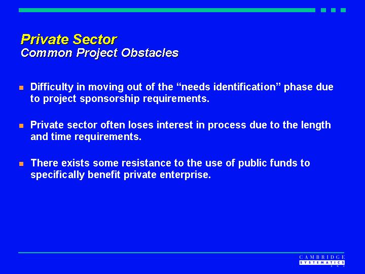 Private Sector-Common Project Obstacles