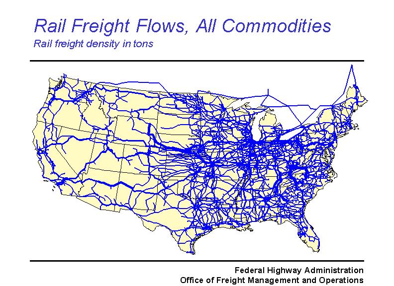 Coal and grain movement dominant for rail, moving from the coal and grain producing areas to the consuming regions in the East Coast and\or to the export facilities.  In addition, rail carries intermodal, generally from the West Coast, and automotive shipments from\to the Midwest and between our NAFTA partners.