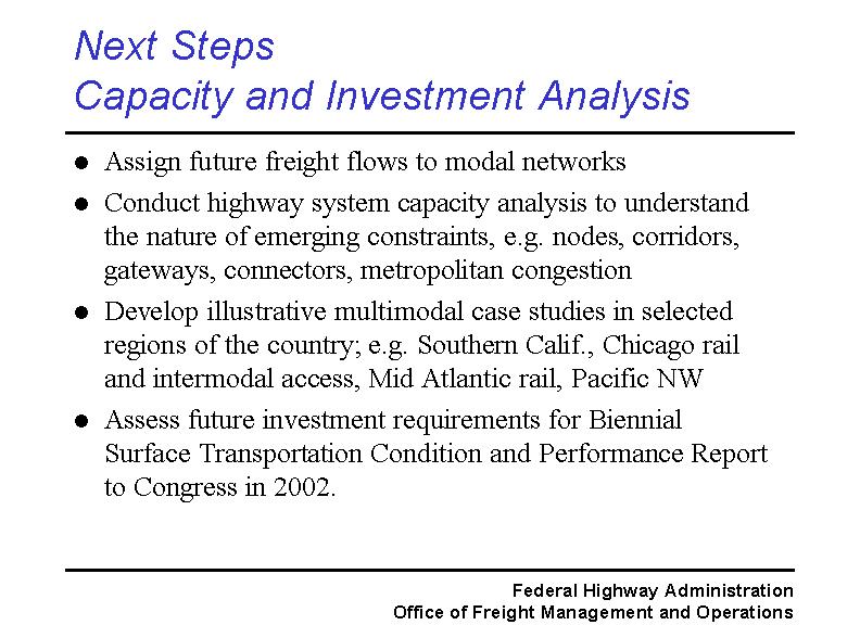 Next Steps: Capacity and Investment Analysis