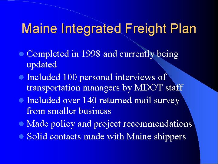 Maine Integrated Freight Plan