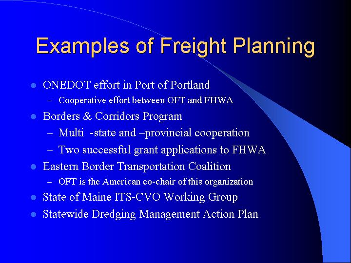 Examples of Freight Planning