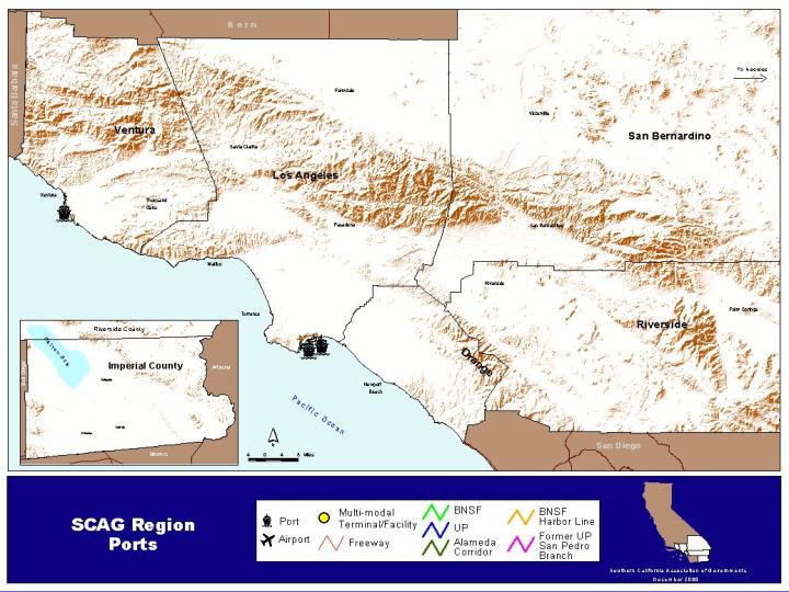 The map of SCAG region ports