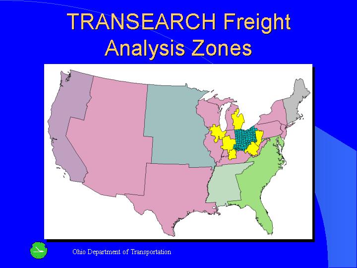 The map of TRANSEARCH Freight Analysis Zones