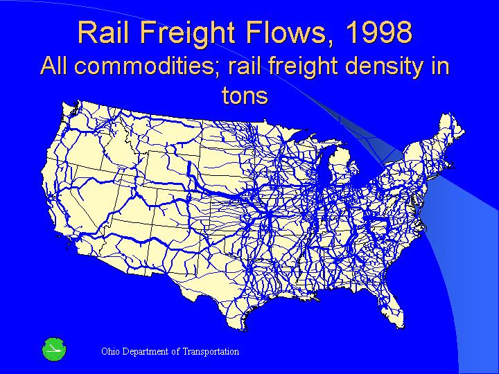 The map of Rail Freight Flows, 1998.