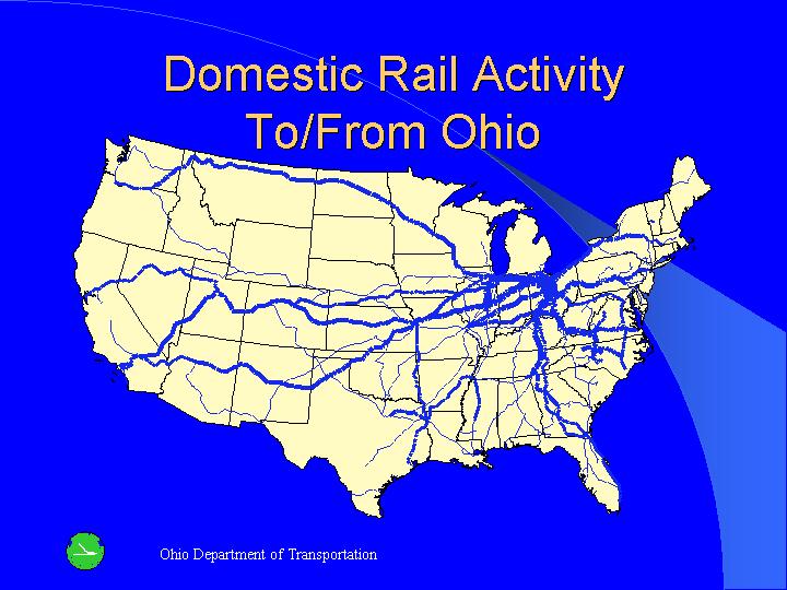 The map of Domestic Rail Activity To/From Ohio.