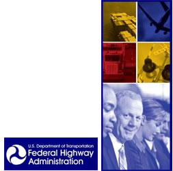 Collage of images including a cargo container ship, an airplane, a truck, a railroad crossing signal, and 4 people. Also incuded is the logo for the U.S. Department of Transportation Federal Highway Administration