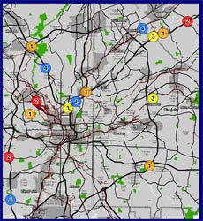 Figure: As described in the key points below, real-life examples are effective in actively engaging stakeholders.  This map of the Atlanta road network was a technique used with truckers in that region to get their input on bottlenecks and safety hazards.