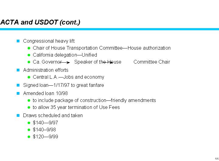 ACTA and USDOT (cont.)