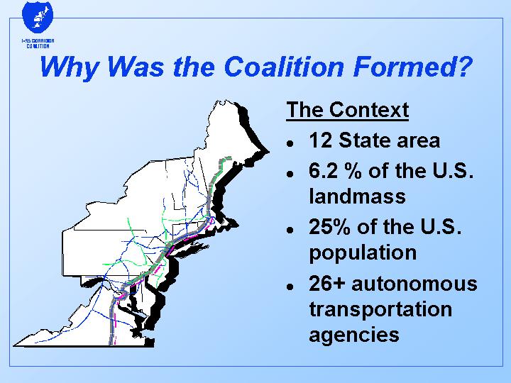 The map of I-95 Corridor Coalition.