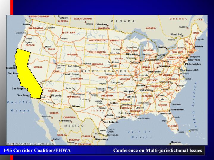 The US map, CA was highlighted
