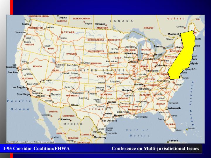 The US map, east coast was highlighted