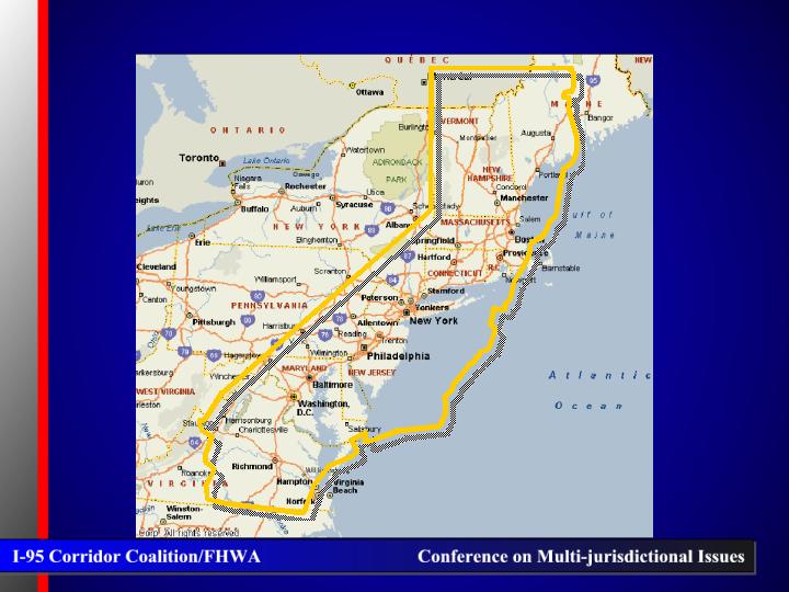 Detail map of east coast states.