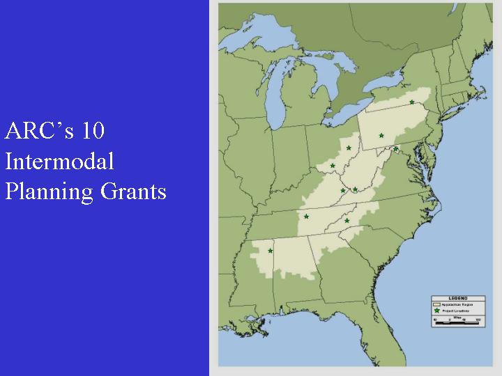 The map of the locations of ARC’s 10 Intermodal Planning Grants.