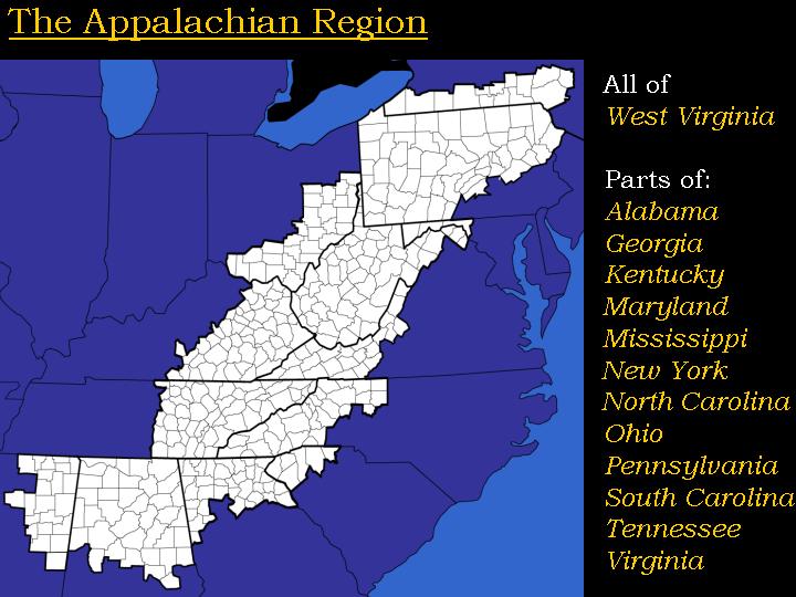 The region map of The Appalachian Region.
