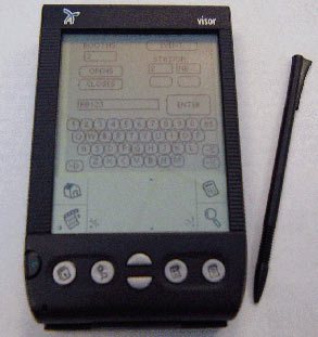Photo of Handspring Visor PDA data collection device and software application