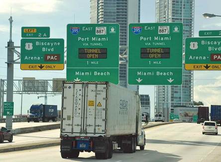 Port of Miami tunnel signs