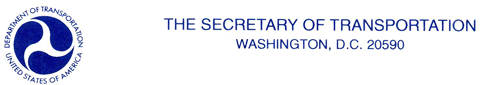 DOT Logo, The Secretary of Transportation, Washington, D.C., 20590