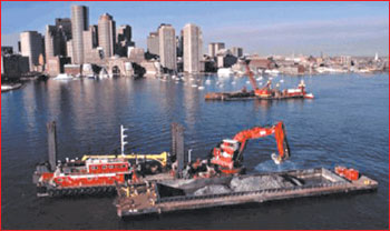 Image of dredging operations in Boston Harbor