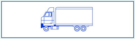 Line drawing of side view of truck or straight truck