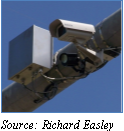 Photo of 3D cameras on tall pole. Source: Richard Easley.