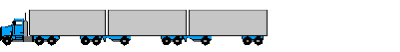Figure C-3 shows a Triple Trailer Configuration: this combination consists of a tractor with three trailers of approximately the same length. The typical trailer length is approximately 7.3 m and 8.5 m (24 to 28 feet).