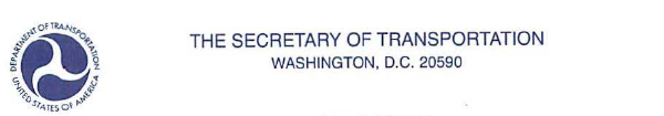 USDOT Logo, Office of the Secretary, Washington, D.C., 20590