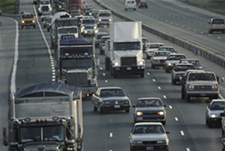 An image of vehicles in multiple lanes of congestion.