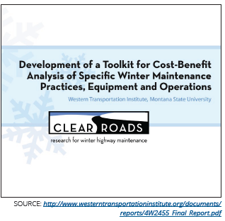 Screen capture of the cover of the report entitled Development of a Toolkit for Cost-Benefit Analysis of Specific Winter Maintenance Practices, Equipment and Operations: Final Report.