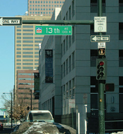 A transit priority signal in Denver, Colorado