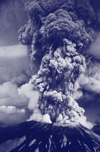 Photo. Volcanic eruption of Mount Saint Helens.
