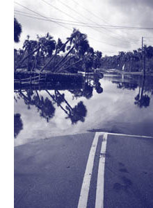 Photograph of a flooded road.