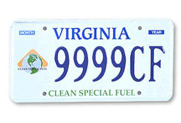 Virginia Clean Special Fuel License Plate