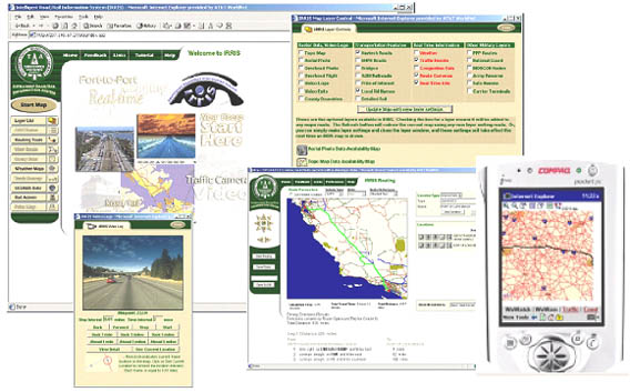 screen shots of IRRIS Web site pages