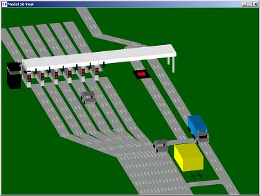 computer-generated drawing of vehicle processing infrastructure