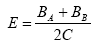 E = (B sub A + B sub B) / 2C