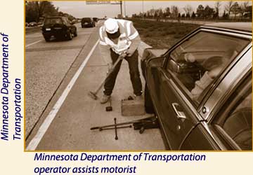 Minnesota Department of Transportation  operator assists motorist  