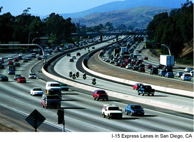 Photo. I-15 Express Lanes in San Diego, CA.