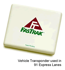 Photo. Vehicle Transponder used in 91 Express Lanes