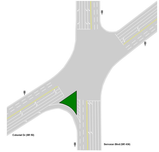Diagram of a four-way intersection that is not at right angles, but rather in the shape of an X that contains icons indicating the locations of toll tag readers at each of the four stop approaches.