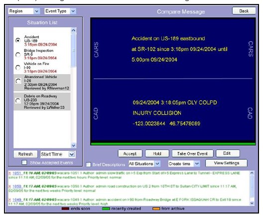 Screenshot of the CRS interface to FHP CAD data.
