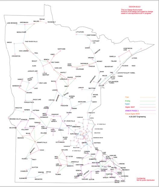 figure a-7 - graphics - graphic showing Minnesota State Microwave System in 2007.