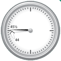 Clock hands showing: travel time on the worst day of the month (for a 30-minute trip) increased from 44 minutes to 45½ minutes from 2009 to 2010.