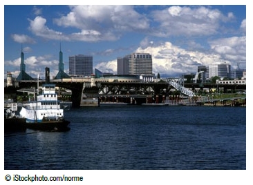 Photo of Portland's waterfront. Copyright iStockphoto.com/norme
