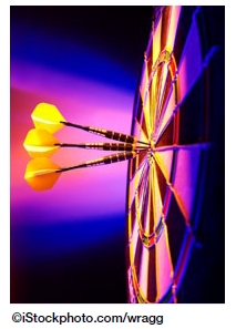 Photo of a dart board. Copyright iStockphoto.com/wragg.
