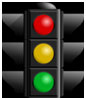 Graphic. An icon of a three-light traffic signal.