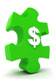 Graphic. A graphic of a green puzzle piece with a dollar sign on it represents “funding.”