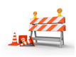 Graphic. A graphic of safety barriers and orange safety cones represents “safety.”