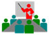 Graphic. A graphic of a person giving a presentation to a group of people represents “lack of training.”