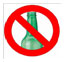 Graphic. A graphic of a bottle with a red circle around it and a red slash line across it represents “there is no dedicated funding category or named program.”
